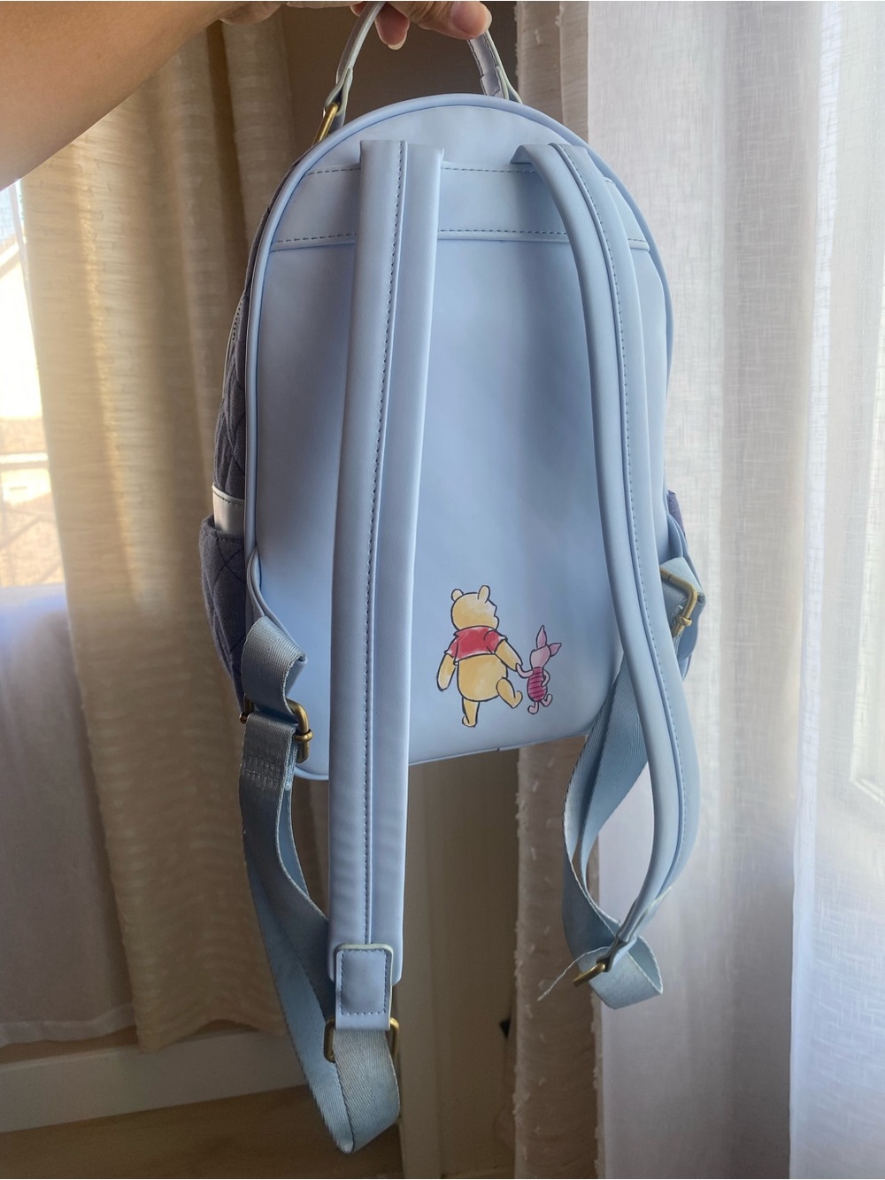 Disney x Loungefly Winnie the Pooh Quilted Mini Backpack in Light Blue - Picture 5 of 7